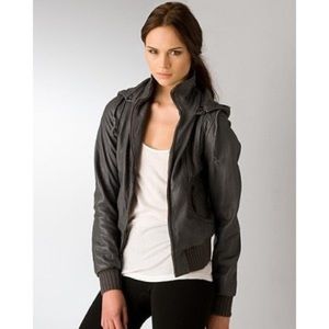 Aqua Hooded Leather Jacket